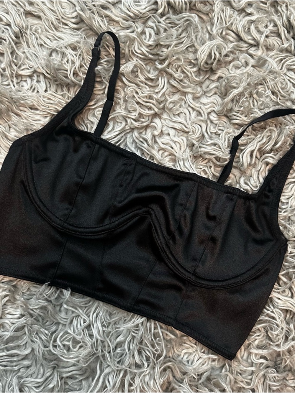 Urban Outfitters Black Satin Underwire Corset Style Bralette